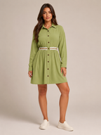 Rianne - Dames Midi-overhemdjurk Met Elastische Taille