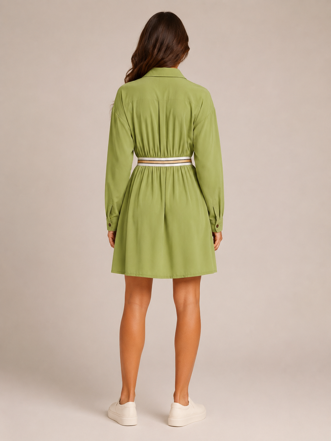 Rianne - Dames Midi-overhemdjurk Met Elastische Taille