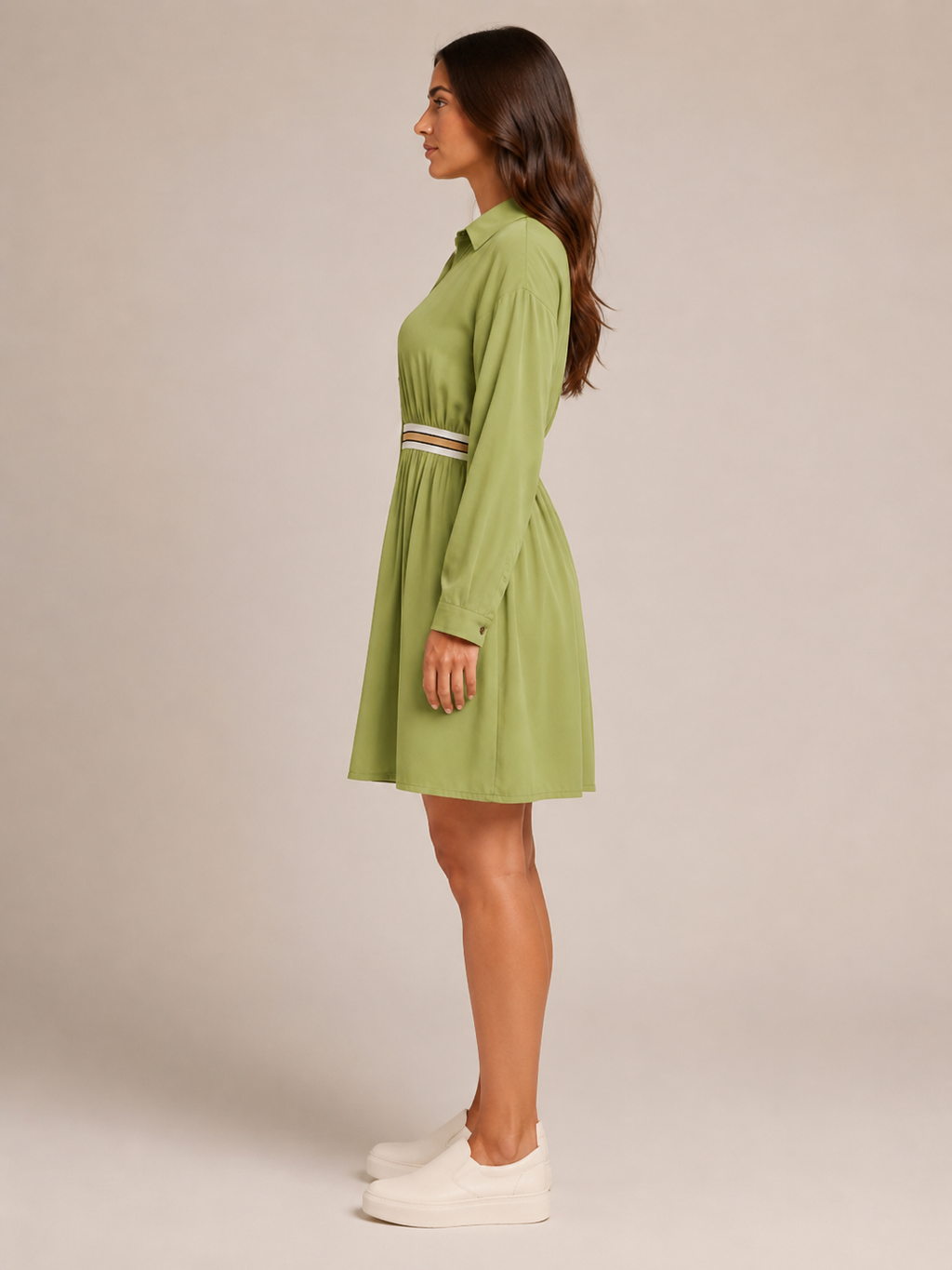 Rianne - Dames Midi-overhemdjurk Met Elastische Taille