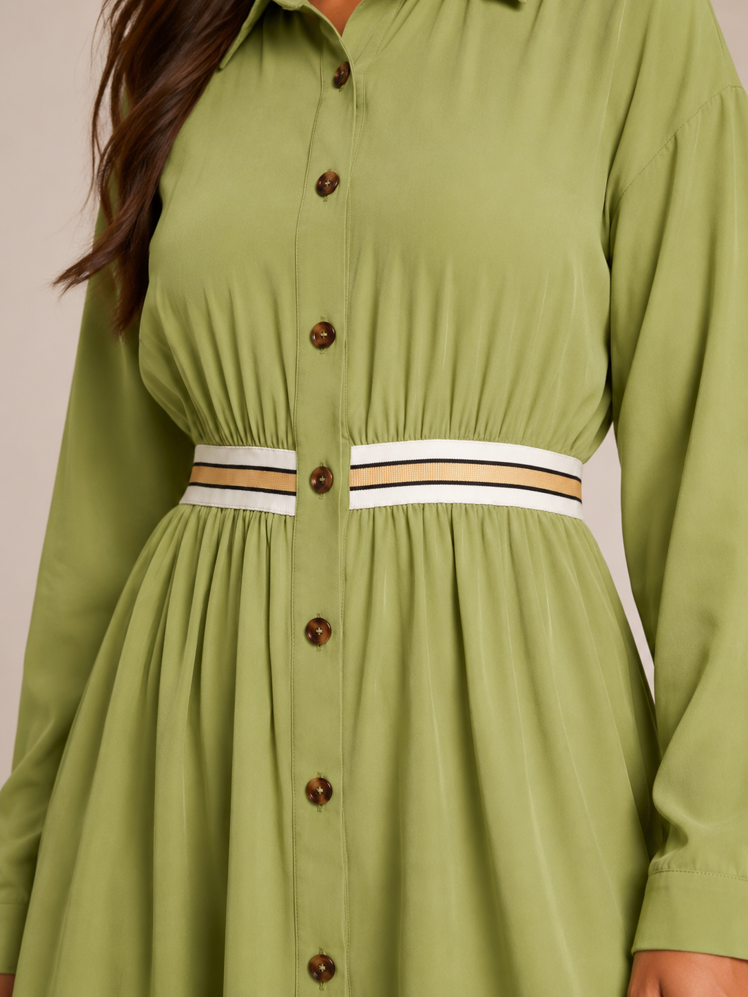 Rianne - Dames Midi-overhemdjurk Met Elastische Taille
