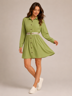 Rianne - Dames Midi-overhemdjurk Met Elastische Taille