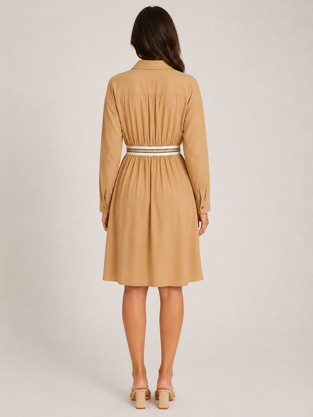 Rianne - Dames Midi-overhemdjurk Met Elastische Taille