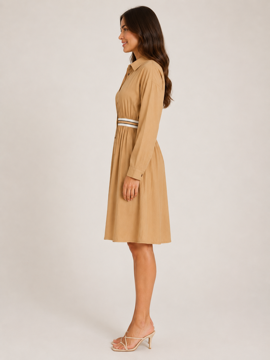 Rianne - Dames Midi-overhemdjurk Met Elastische Taille