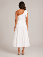 Rohana - One-shoulder Maxi-jurk Met Split En Gelaagde Zoom