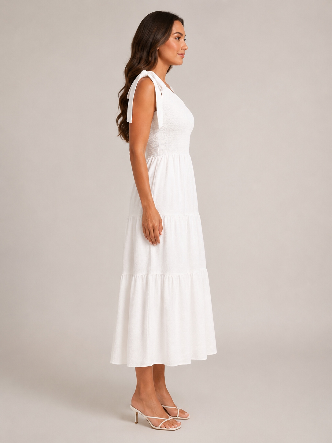Rohana - One-shoulder Maxi-jurk Met Split En Gelaagde Zoom