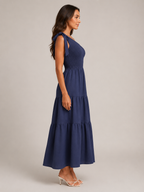 Rohana - One-shoulder Maxi-jurk Met Split En Gelaagde Zoom