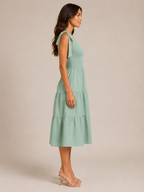 Rohana - One-shoulder Maxi-jurk Met Split En Gelaagde Zoom