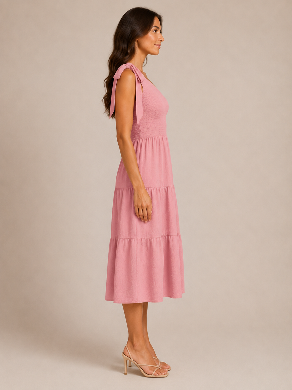 Rohana - One-shoulder Maxi-jurk Met Split En Gelaagde Zoom