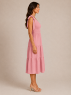 Rohana - One-shoulder Maxi-jurk Met Split En Gelaagde Zoom