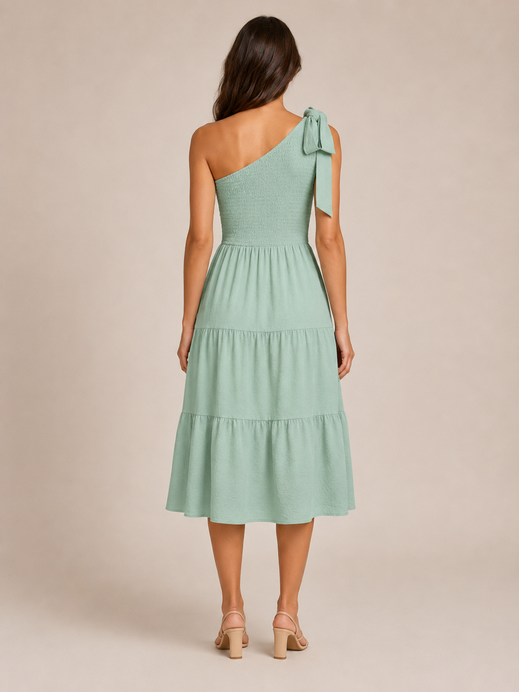 Rohana - One-shoulder Maxi-jurk Met Split En Gelaagde Zoom