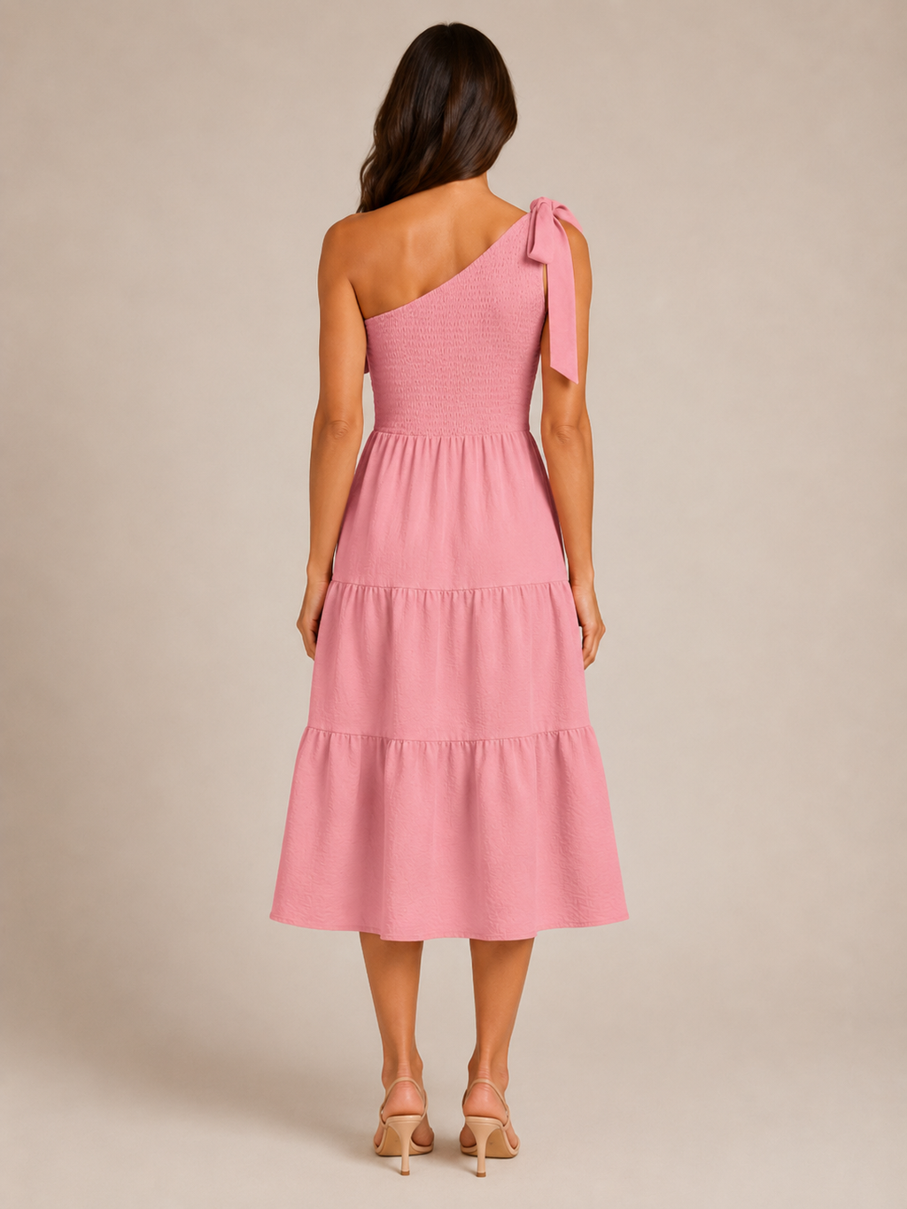 Rohana - One-shoulder Maxi-jurk Met Split En Gelaagde Zoom