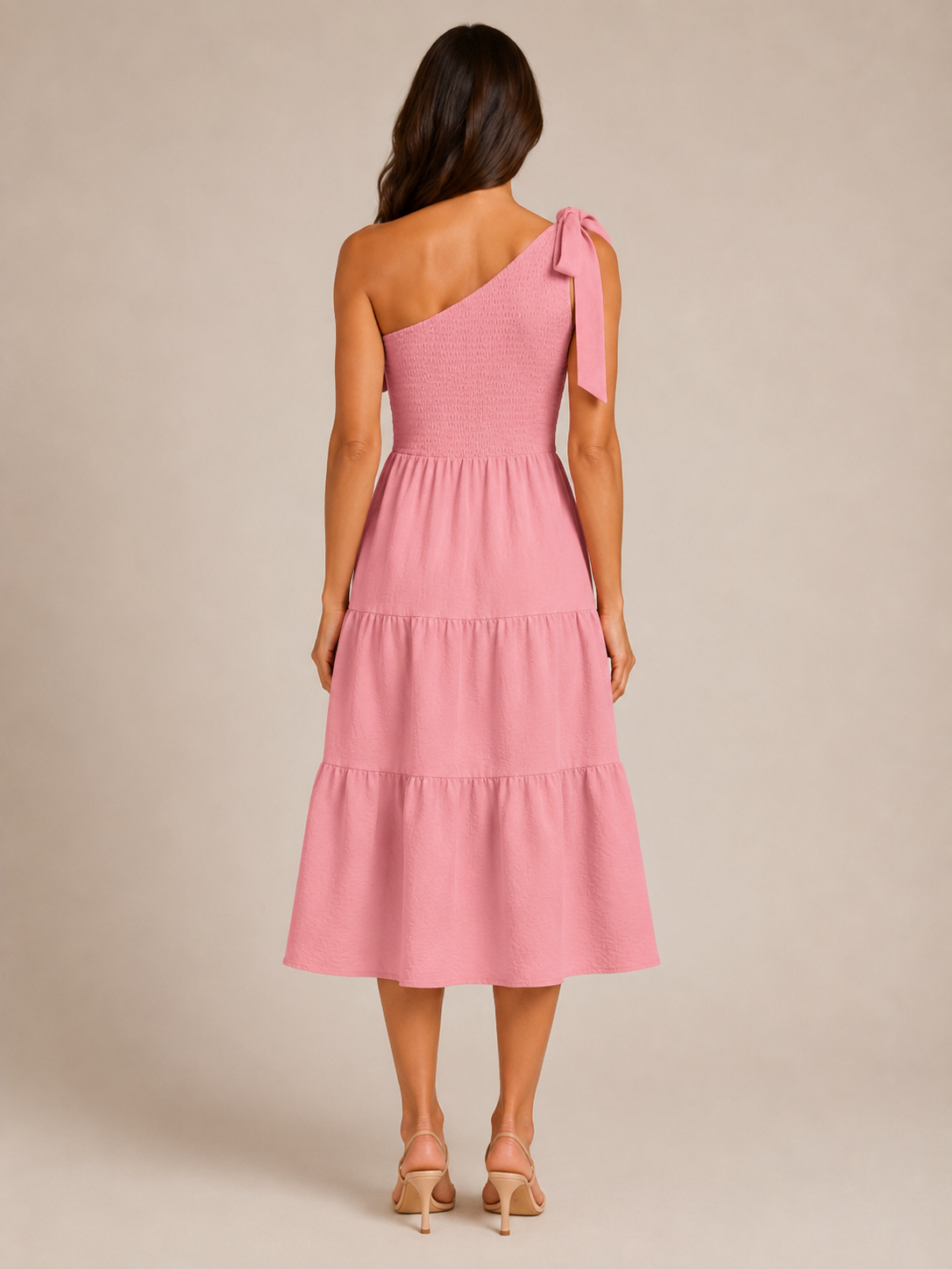 Rohana - One-shoulder Maxi-jurk Met Split En Gelaagde Zoom