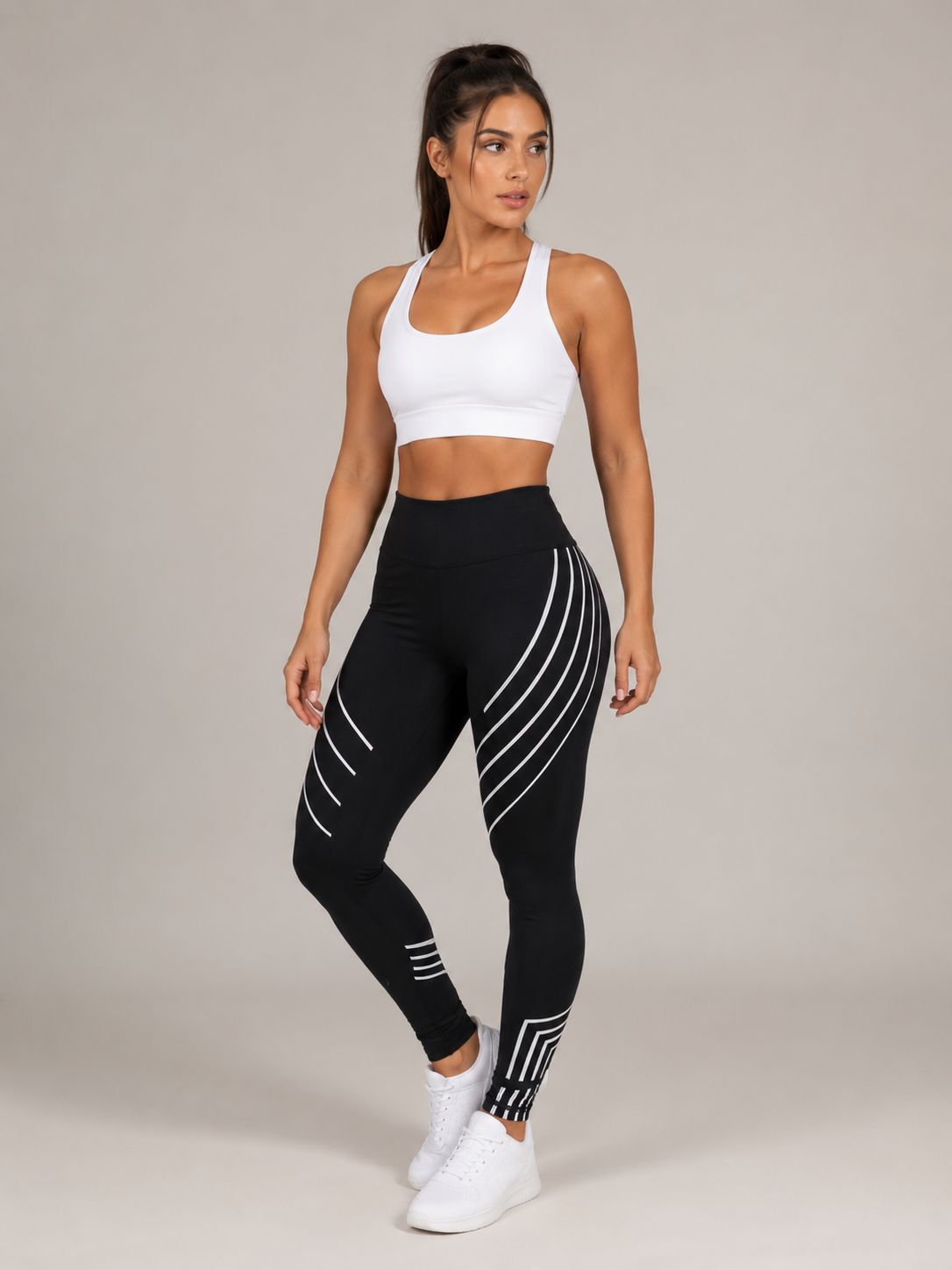 Renata - Dames Sportlegging Met Hoge Taille En Lijnprint
