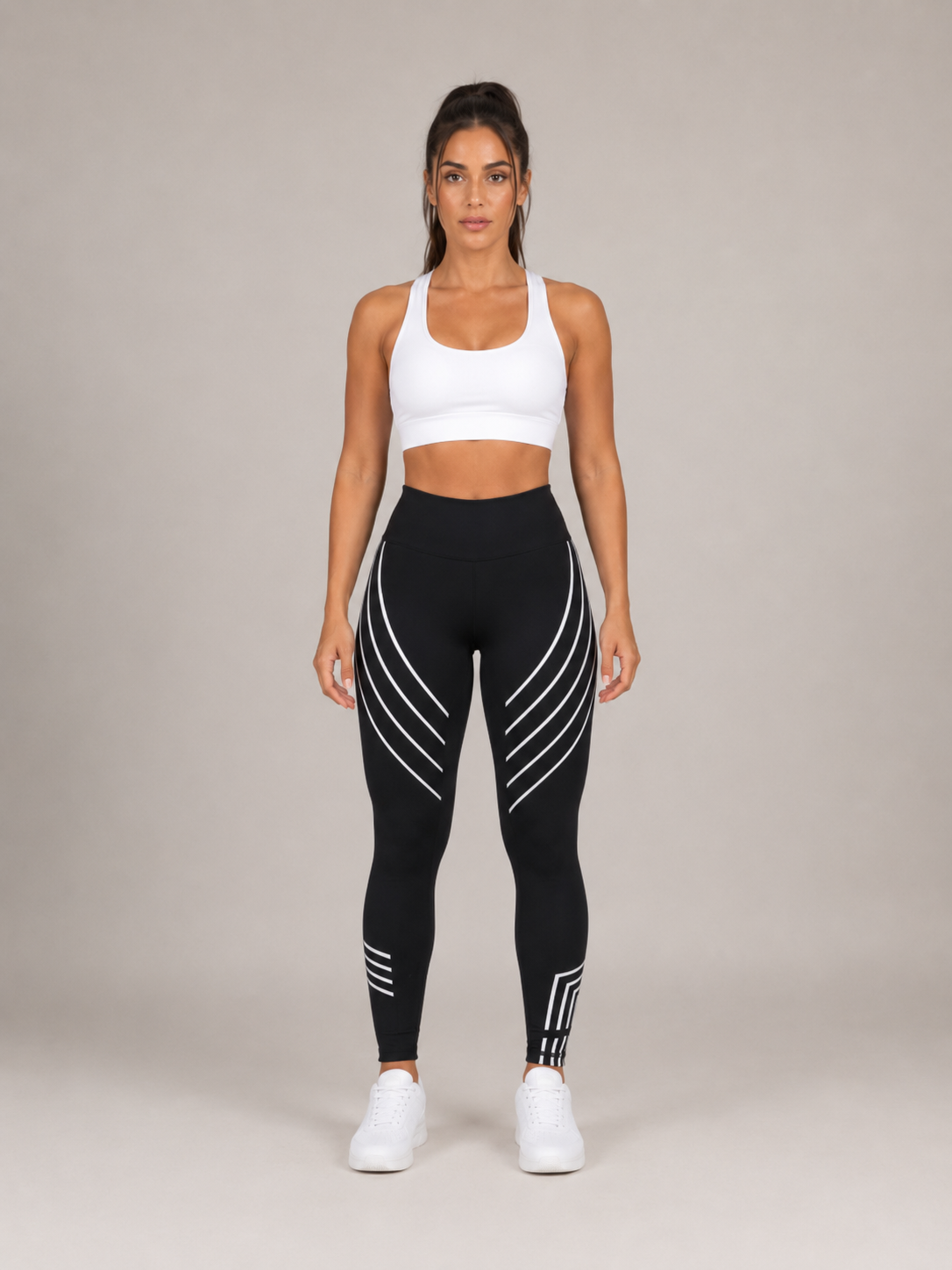Renata - Dames Sportlegging Met Hoge Taille En Lijnprint