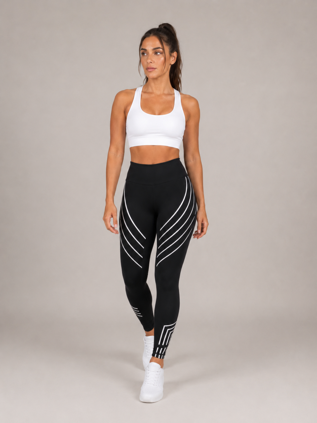 Renata - Dames Sportlegging Met Hoge Taille En Lijnprint