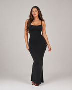 Lana - Modal Maxi-jurk met Smalle Bandjes en Aansluitend Silhouet