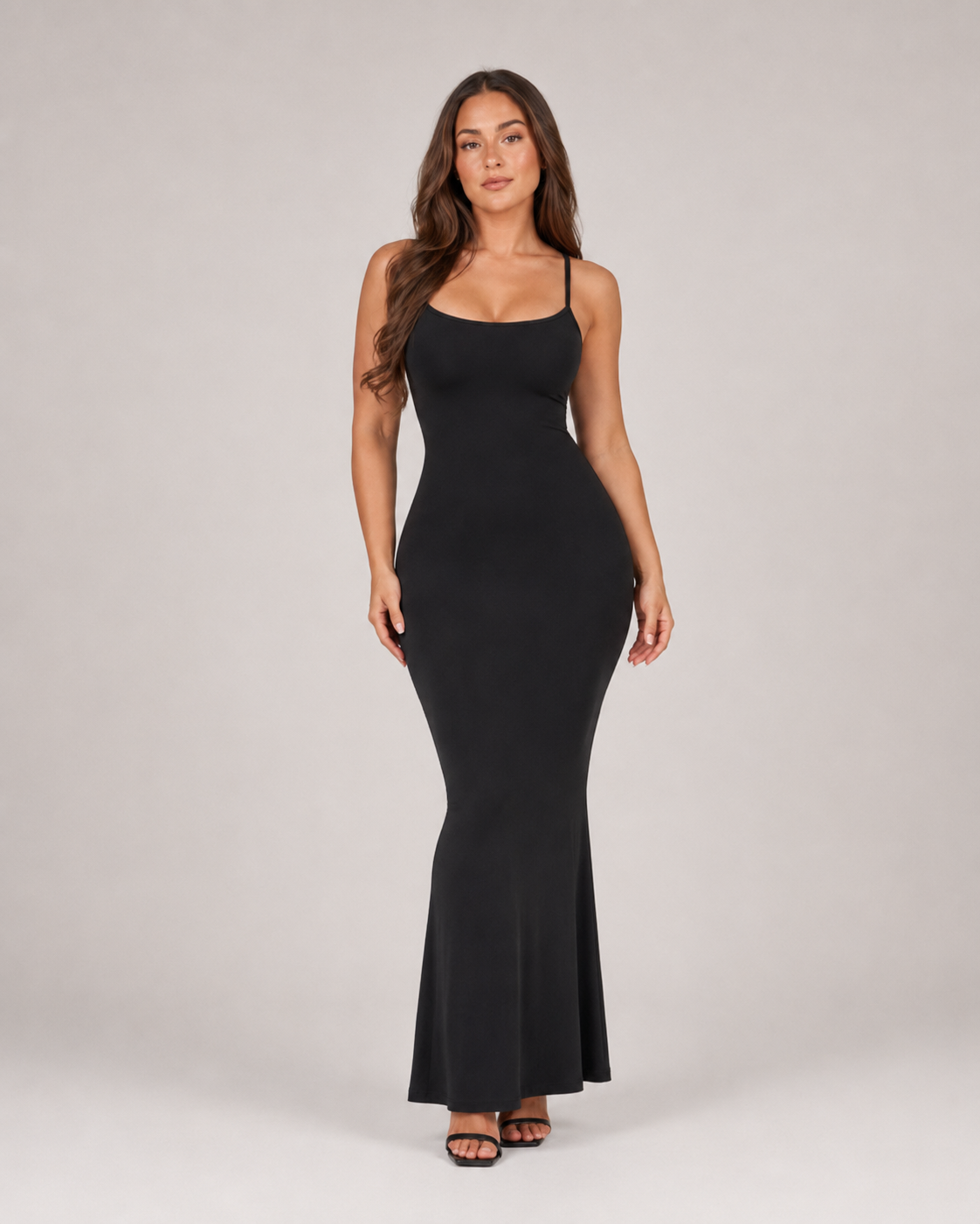 Lana - Modal Maxi-jurk met Smalle Bandjes en Aansluitend Silhouet