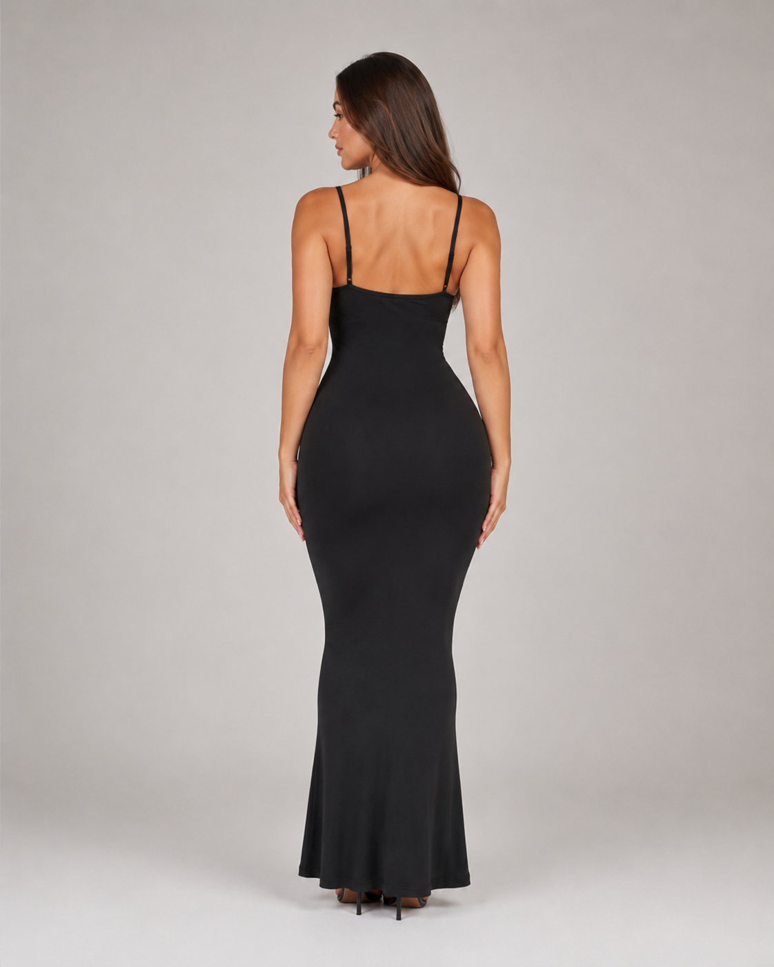Lana - Modal Maxi-jurk met Smalle Bandjes en Aansluitend Silhouet