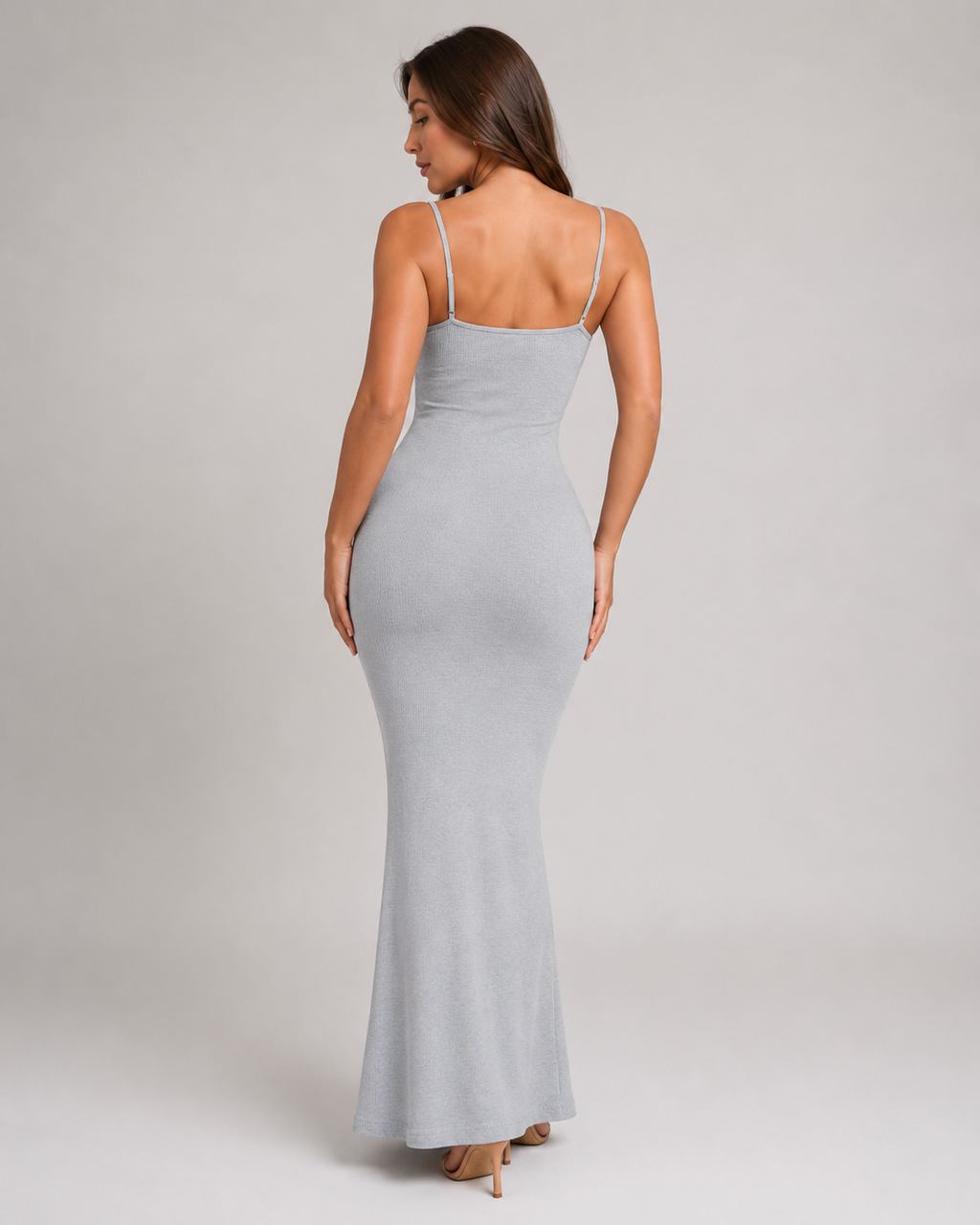 Lana - Modal Maxi-jurk met Smalle Bandjes en Aansluitend Silhouet