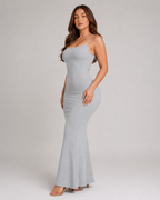 Lana - Modal Maxi-jurk met Smalle Bandjes en Aansluitend Silhouet