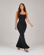Lana - Modal Maxi-jurk met Smalle Bandjes en Aansluitend Silhouet