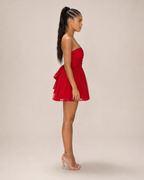 Giselda - Strapless Glitter Mini-jurk Met Uitlopende Rok