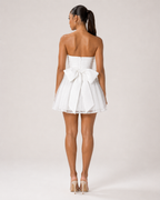 Giselda - Strapless Glitter Mini-jurk Met Uitlopende Rok