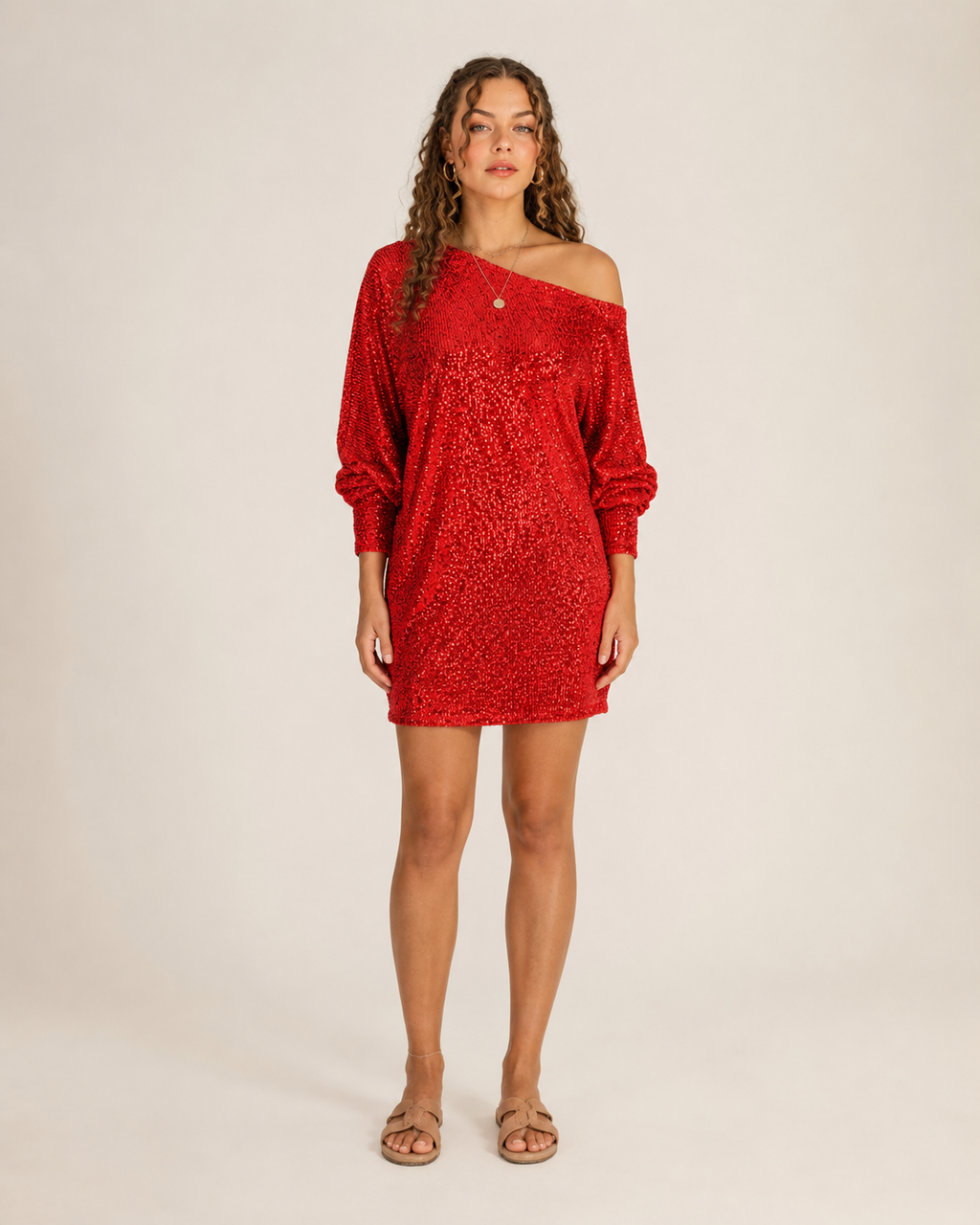 Galienne - Off-shoulder Mini-jurk Met Pailletten