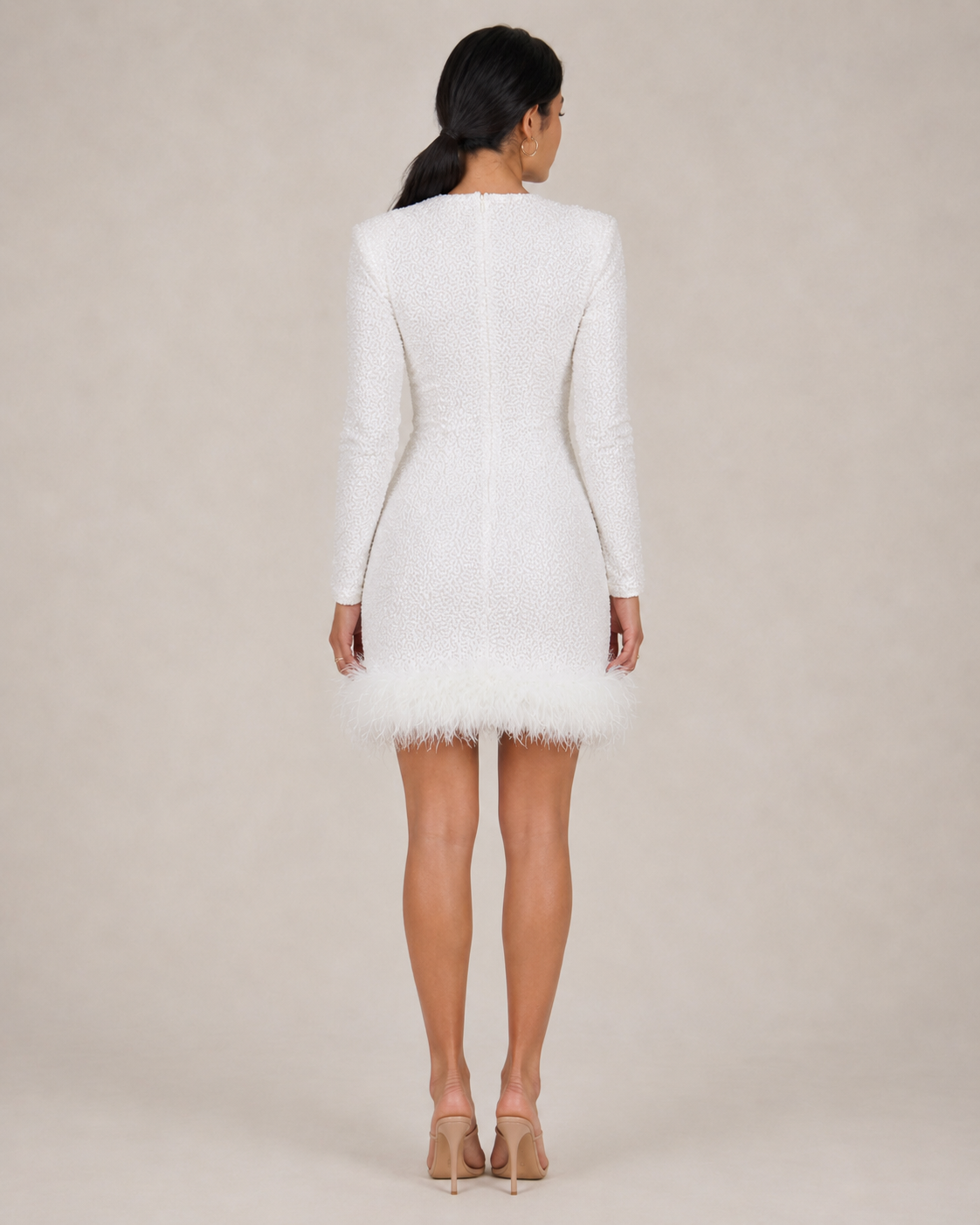 Giorella - Mini-jurk Met Veren Afwerking
