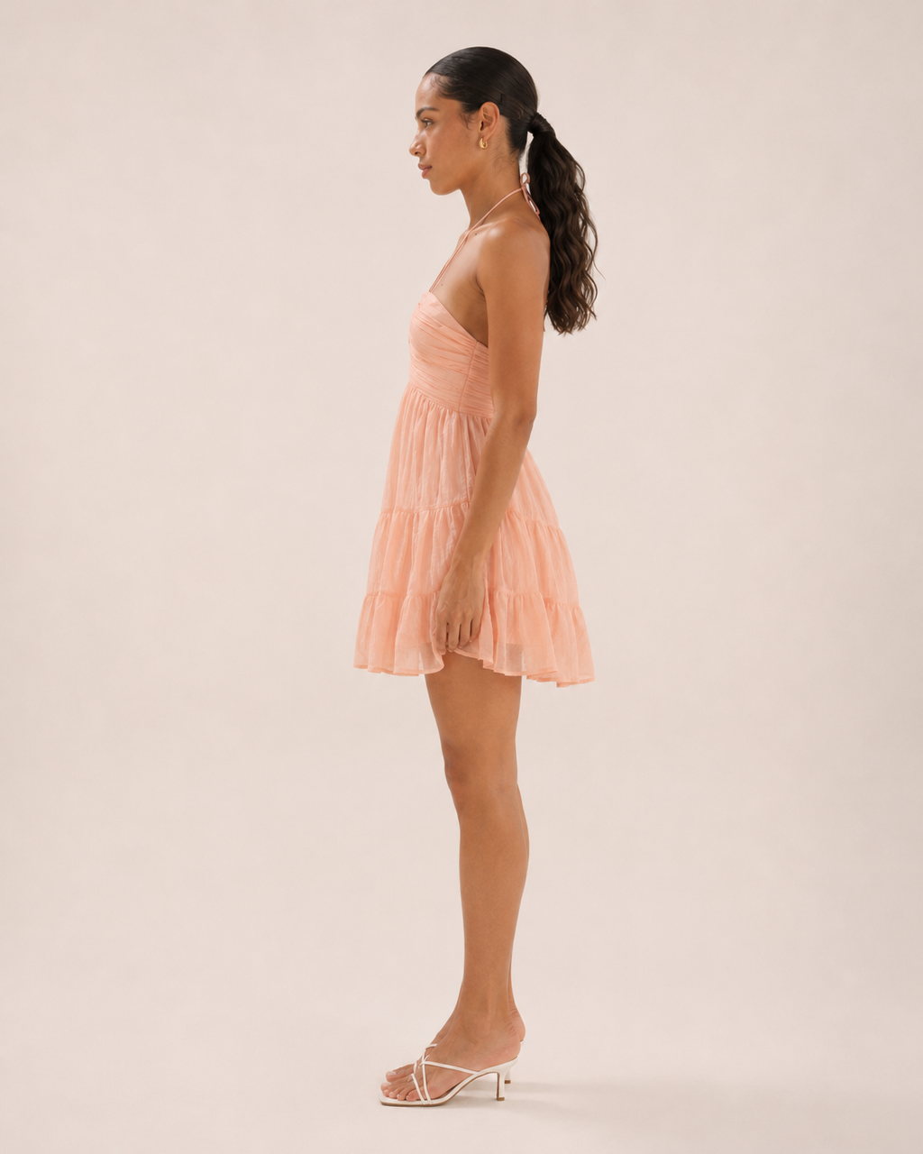 Giannora - Babydoll-jurk Met V-hals En Fijne Bandjes