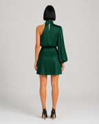 Giavena - One-shoulder Mini-jurk Met Lange Mouw En Hoge Hals