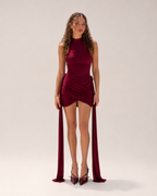 Graziena - Mini-jurk Met Drapering En Hoogsluitende Hals