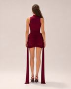 Graziena - Mini-jurk Met Drapering En Hoogsluitende Hals