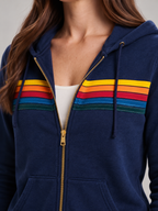 Fien – Dames Vest met Capuchon en Regenboogstreep
