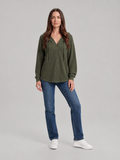 Fenne – Dames Waffelhoodie met Capuchon en V-hals