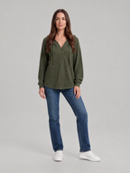 Fenne – Dames Waffelhoodie met Capuchon en V-hals