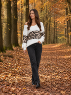 Roos – Dames Sweater met Luipaardprint en V-hals