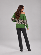 Roos – Dames Sweater met Luipaardprint en V-hals