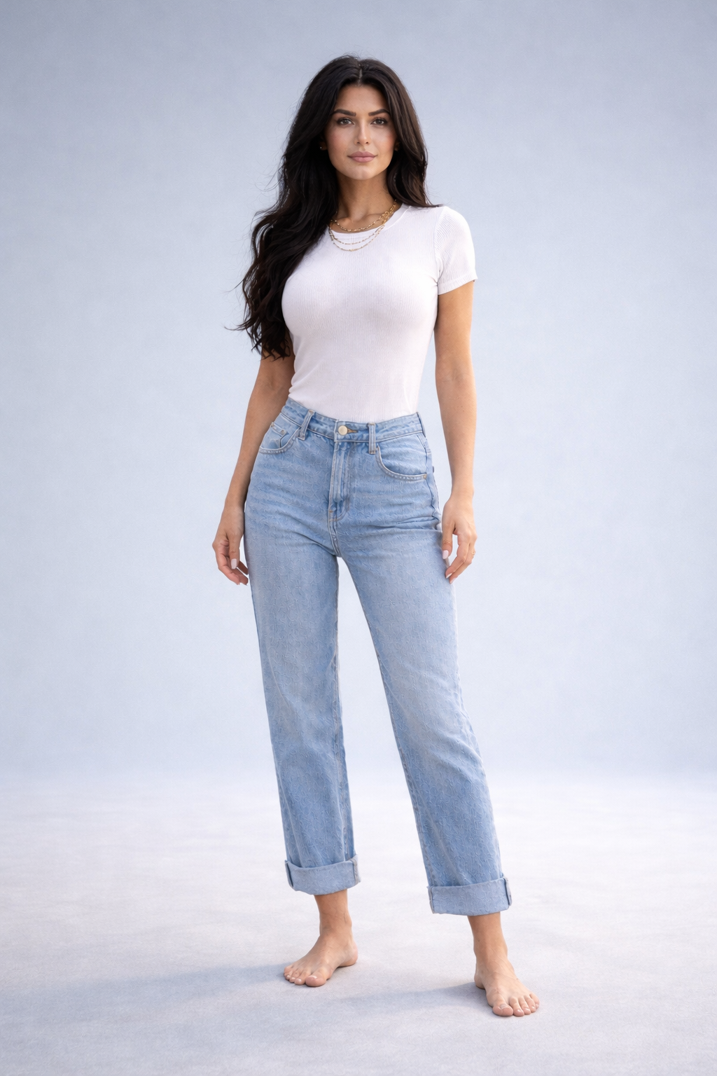 Corina – Witte Dames T-Shirt Met Geribde Structuur