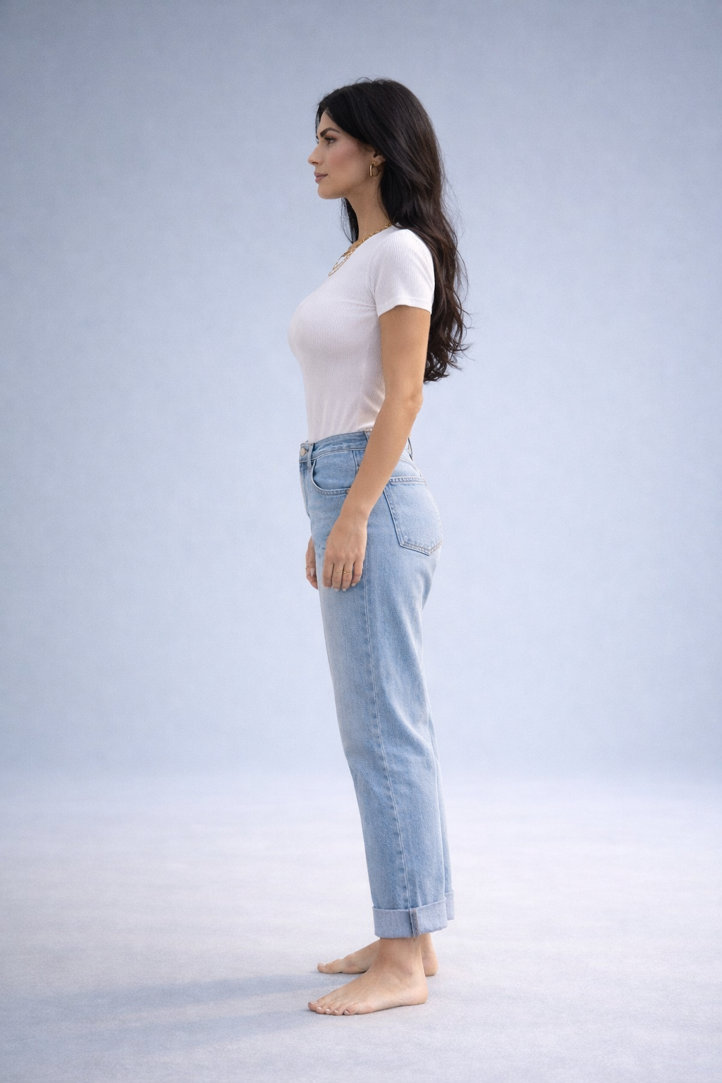 Corina – Witte Dames T-Shirt Met Geribde Structuur