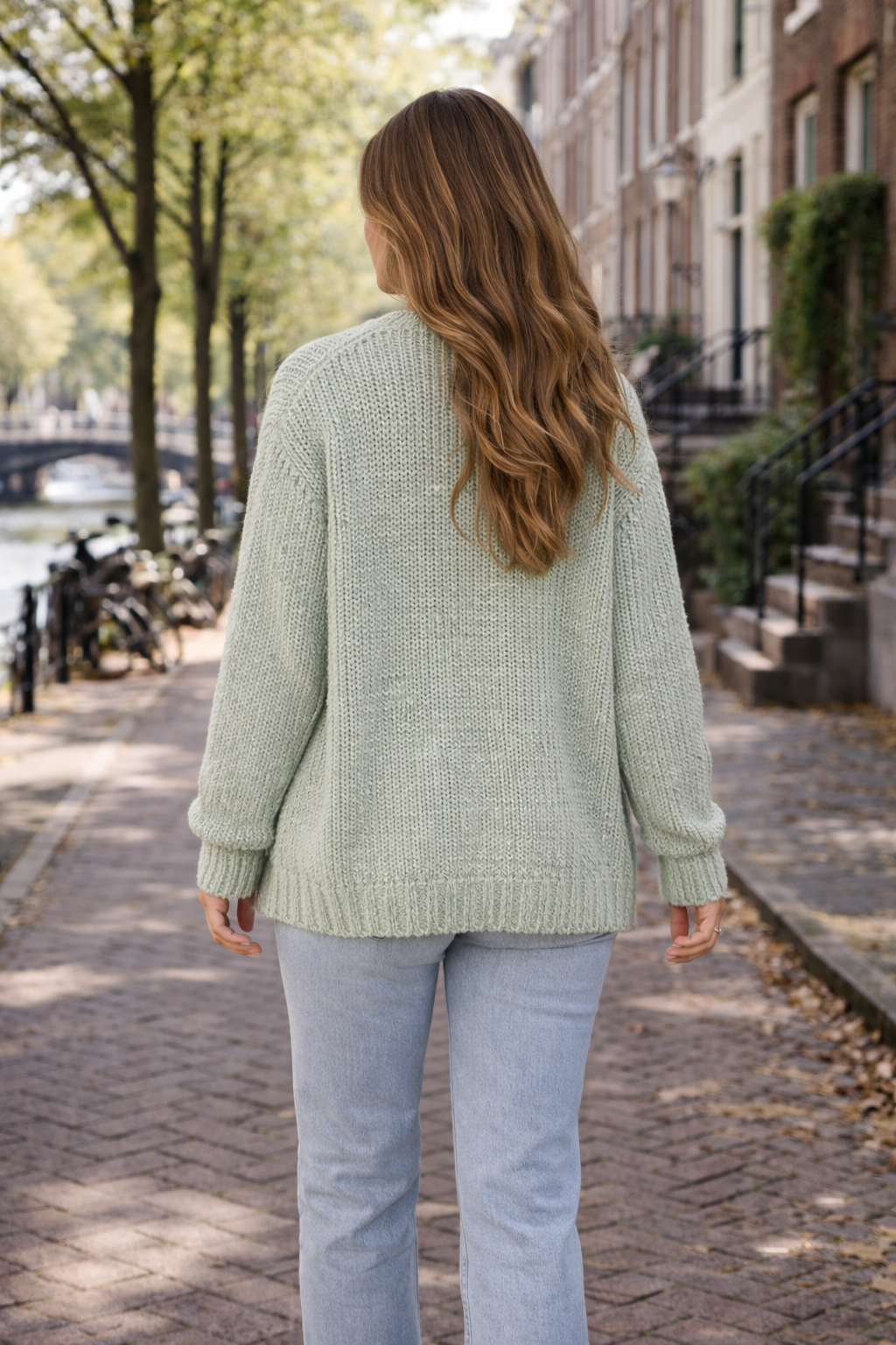 Seruna – Groen Dames Vest Zonder Sluiting Van Fijne Breistof