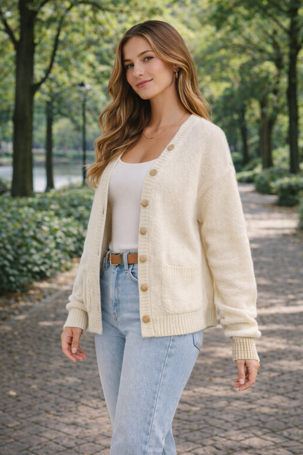 Elvara – Crèmekleurig Dames Vest Met Contrasterende Biezen