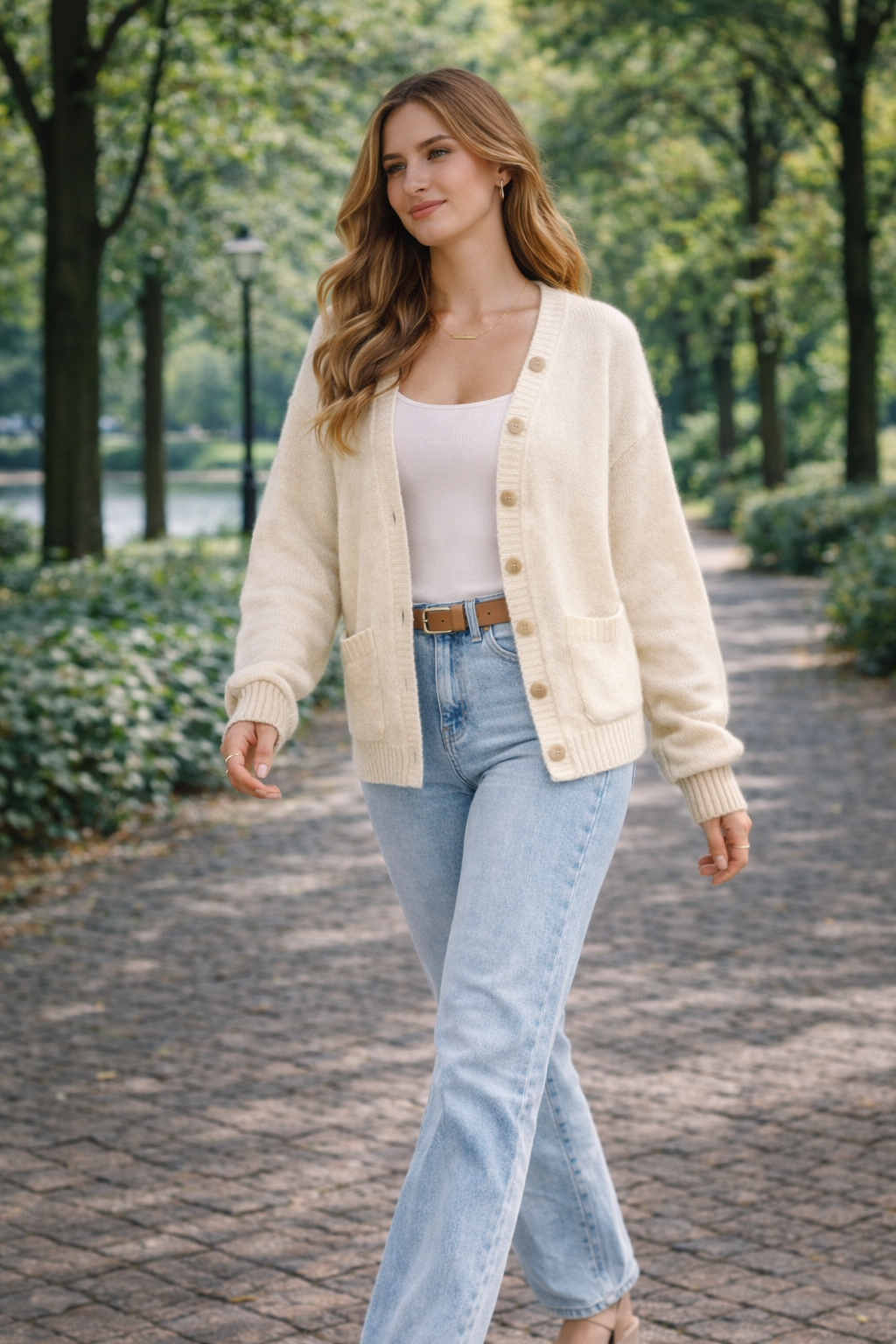 Elvara – Crèmekleurig Dames Vest Met Contrasterende Biezen