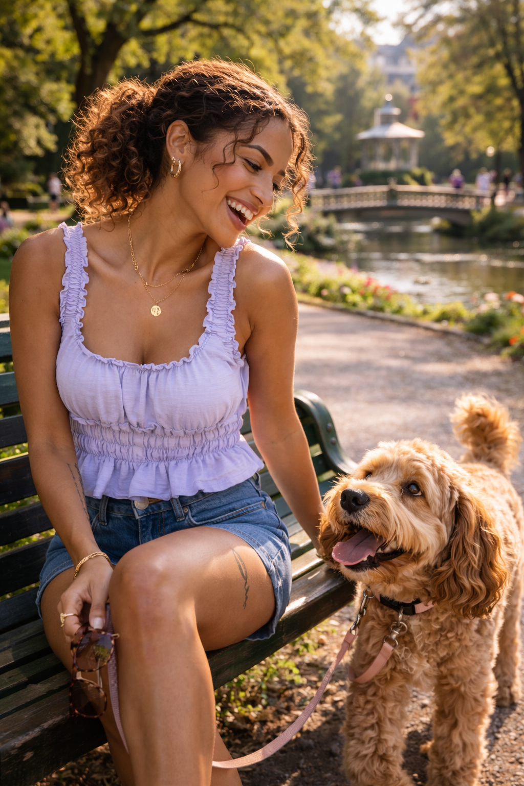 Karessa – Lichtblauwe Dames Tanktop Met Plooidetails