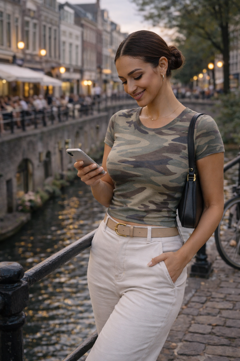 Aletta – Camouflage Dames Top Met Ronde Hals