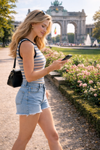 Almira – Blauwgrijze Dames Tanktop Met Streeppatroon