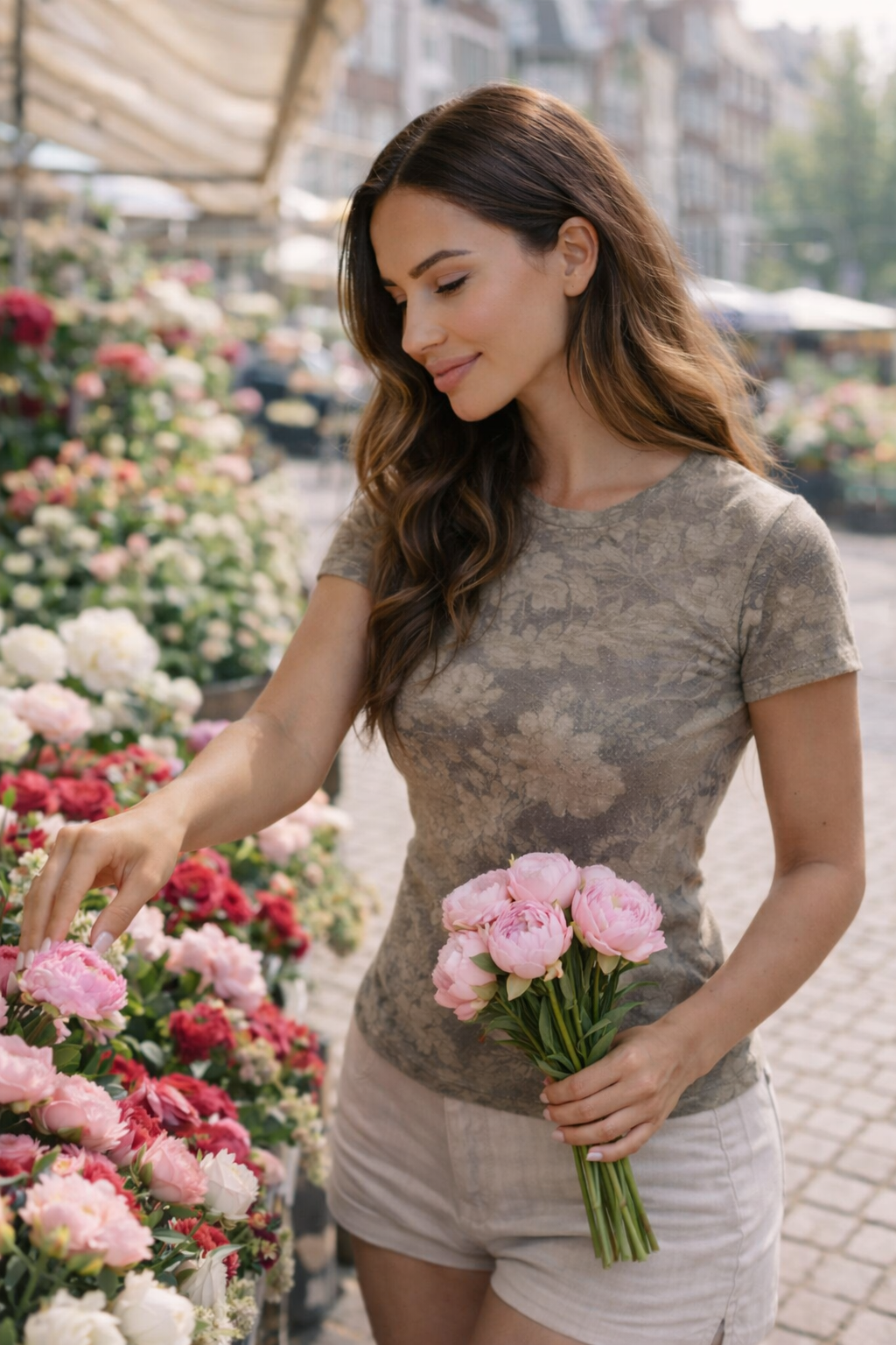 Anissa - Camouflage Dames Top Met Ronde Hals