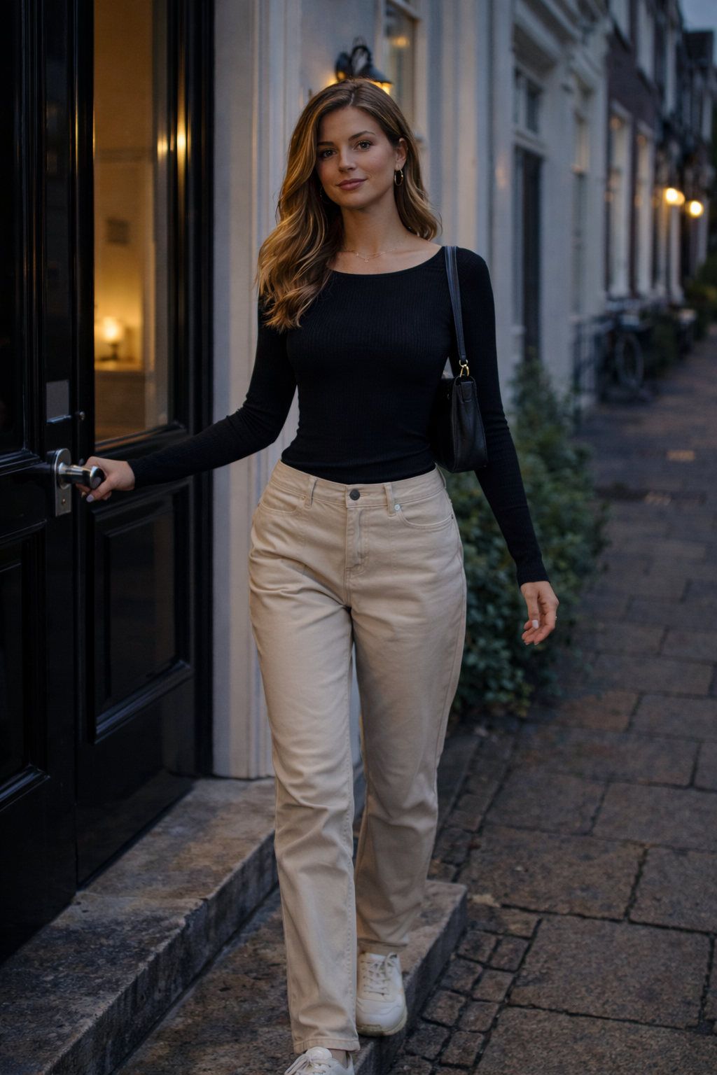 Sophie - Zwarte Dames Top Met Lange Mouwen