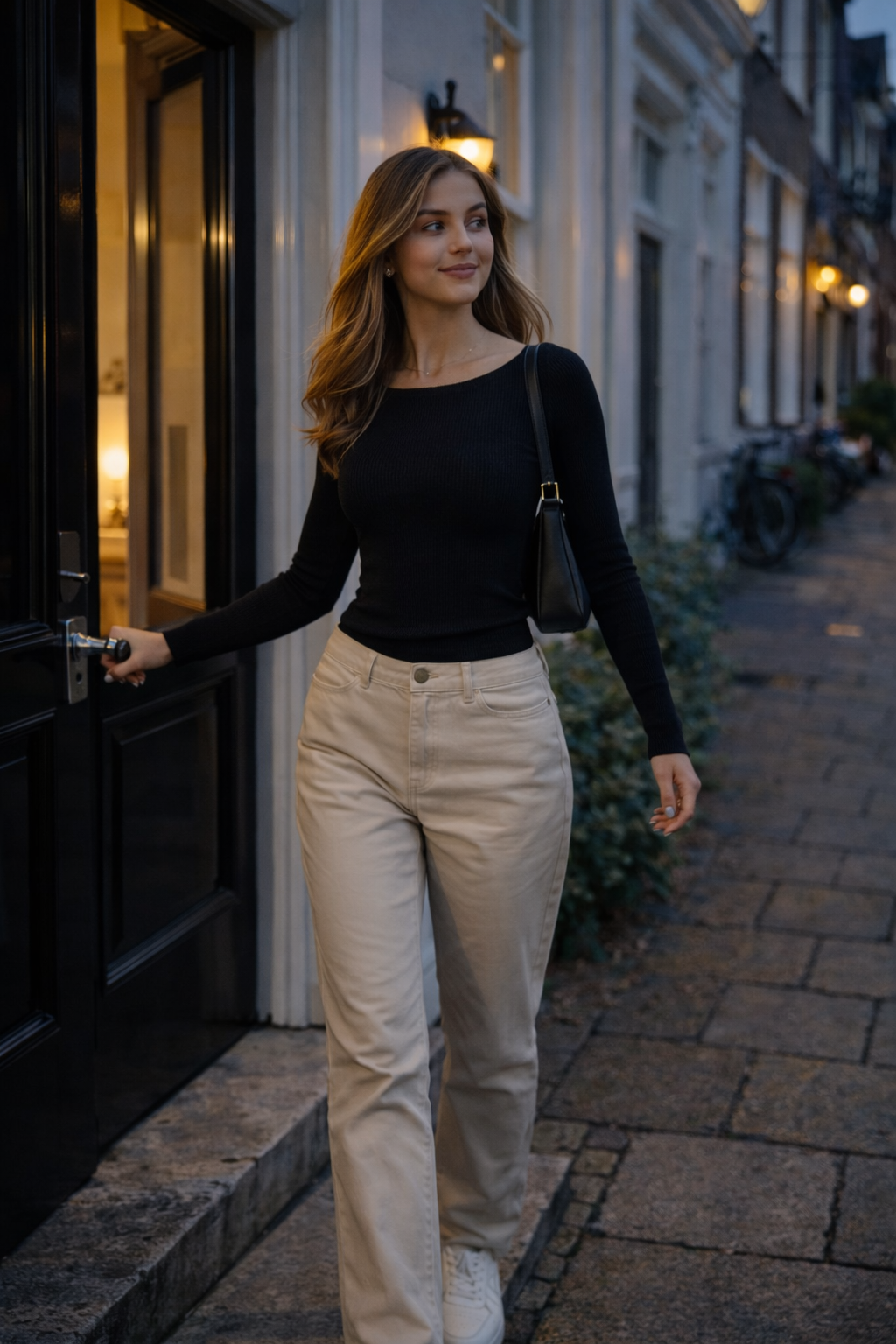 Sophie - Zwarte Dames Top Met Lange Mouwen