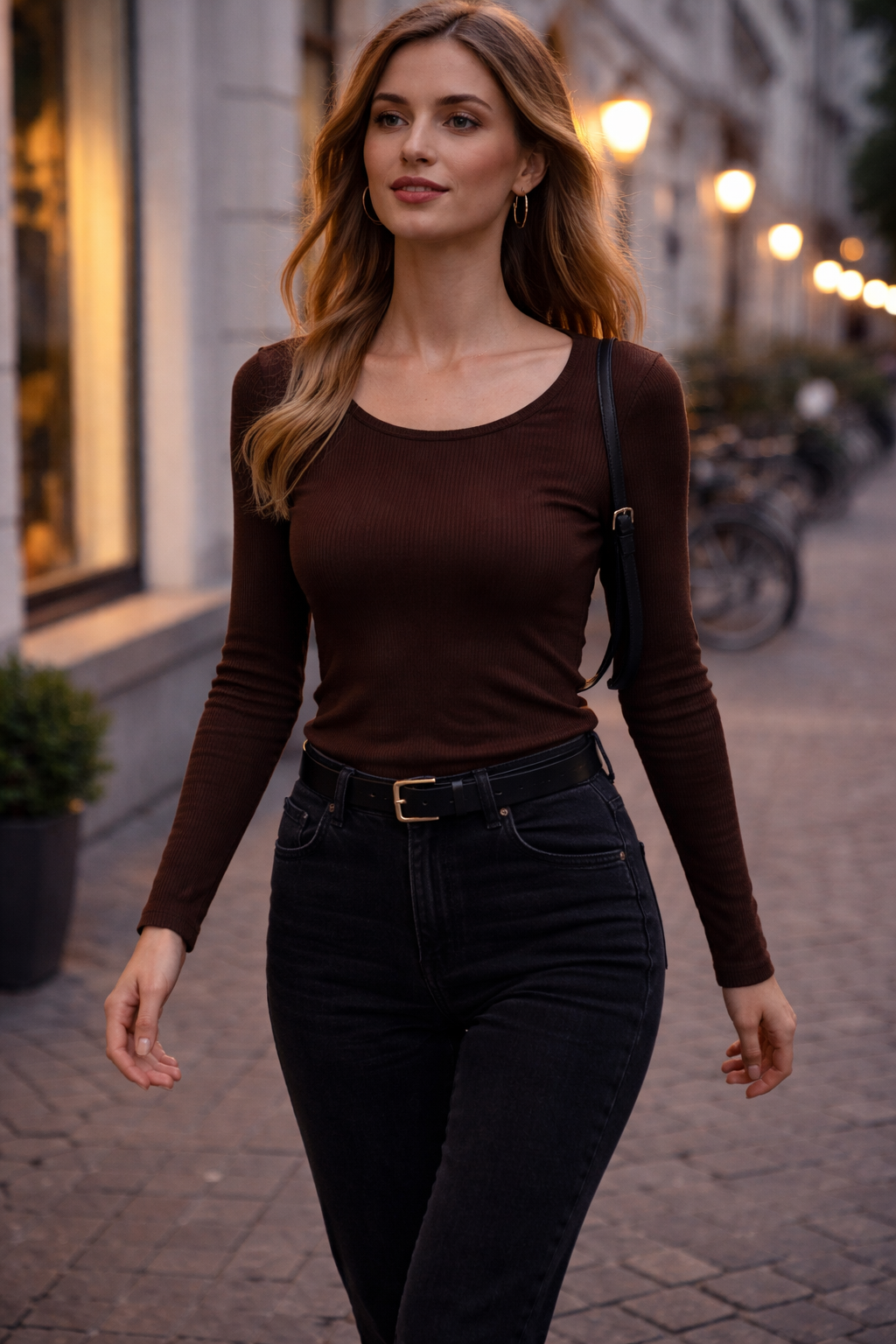Sophie - Zwarte Dames Top Met Lange Mouwen